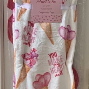 White and Pink Heart and Gift Box Blanket